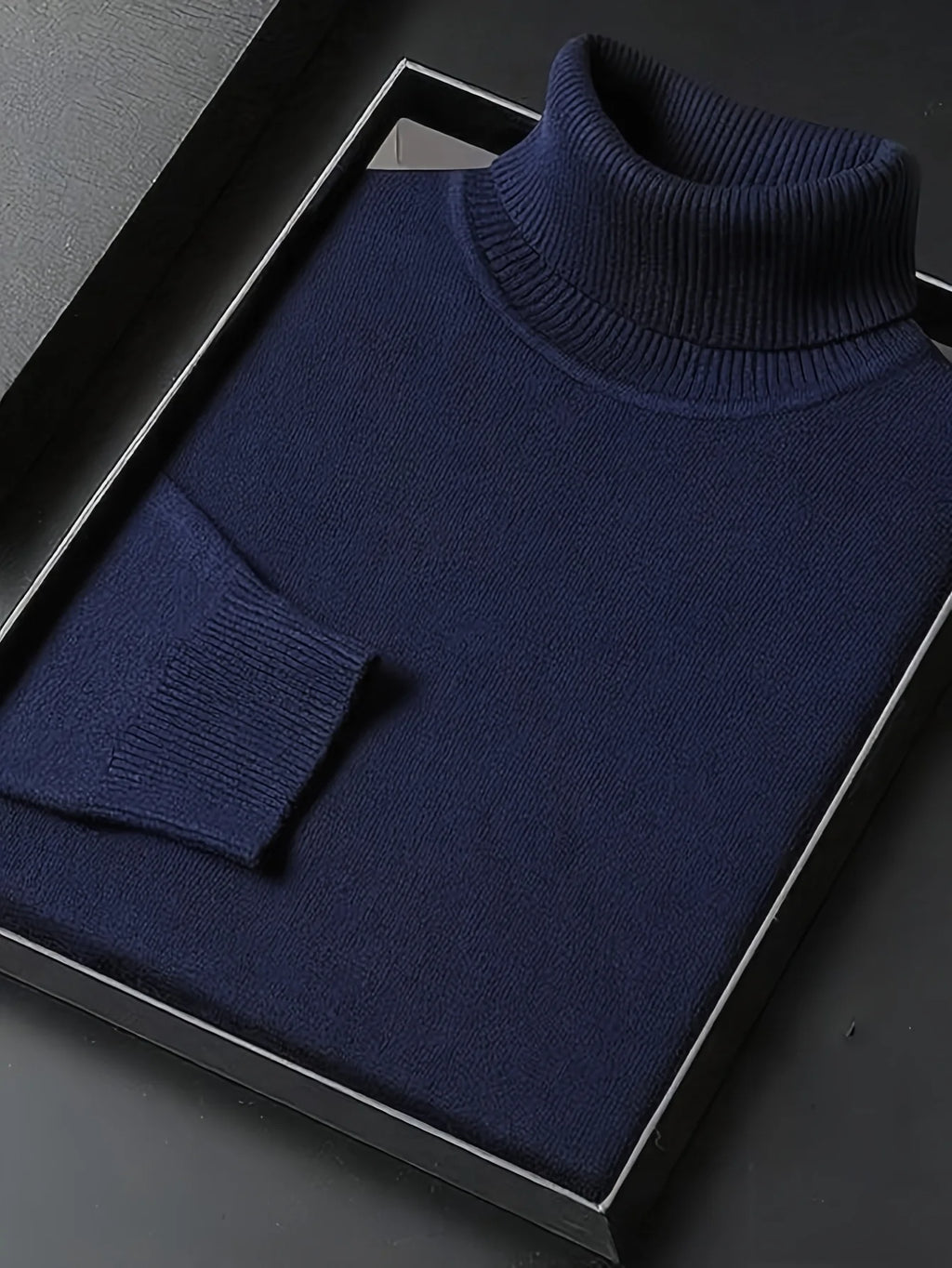 Men's burgundy slim-Fit Ribbed Turtleneck Sweater for Winter Layering