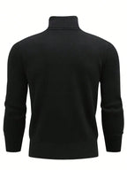 Men's burgundy slim-Fit Ribbed Turtleneck Sweater for Winter Layering