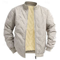 Men's khaki sherpa-Lined Textured Quilted Bomber Jacket for Winter