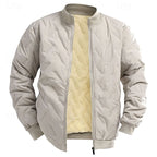Men's khaki sherpa-Lined Textured Quilted Bomber Jacket for Winter