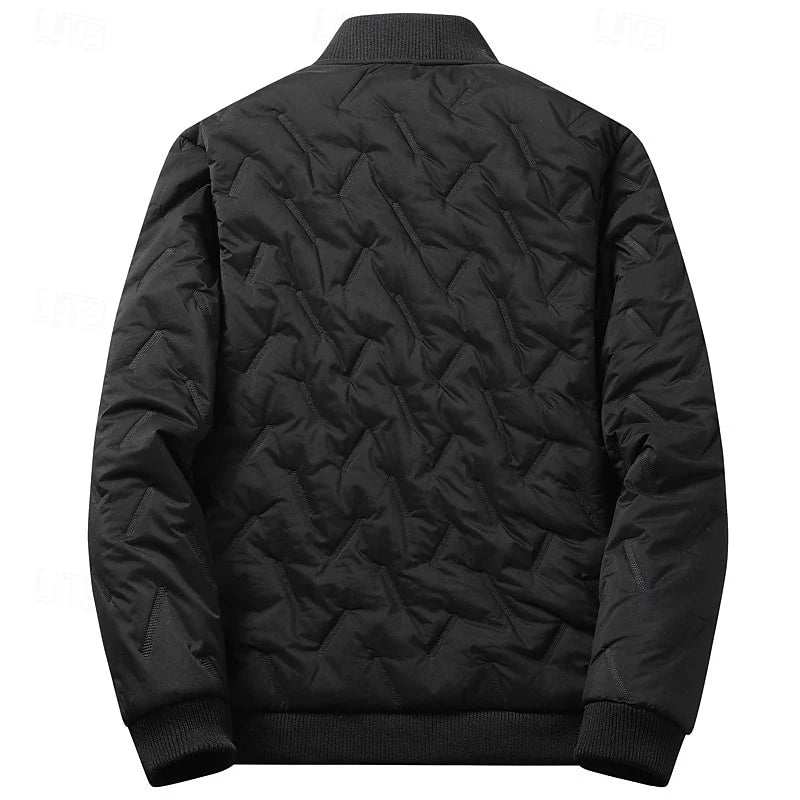 Men's gray sherpa-Lined Textured Quilted Bomber Jacket for Winter
