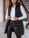 Women's black hooded puffer vest