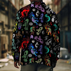 Men's black paisley-print Shirt Jacket with Button Chest Pocket