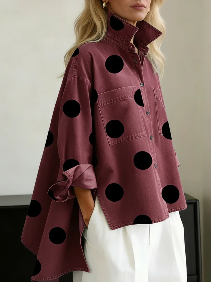 Women's red denim shirt