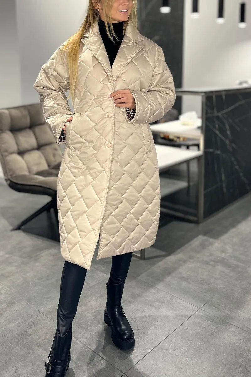 Women's beige reversible quilted coat