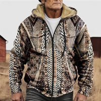 Elias | Men's Patterned Zip-Up Hooded Jacket with Chest Pockets