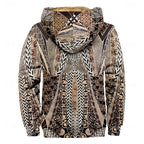 Men's blue patterned Zip-Up Hooded Jacket with Chest Pockets