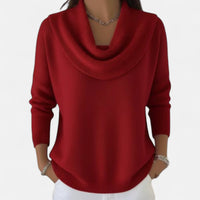 Elise | Women's Wool-Blend Cowl Neck Sweater with Ribbed Cuffs