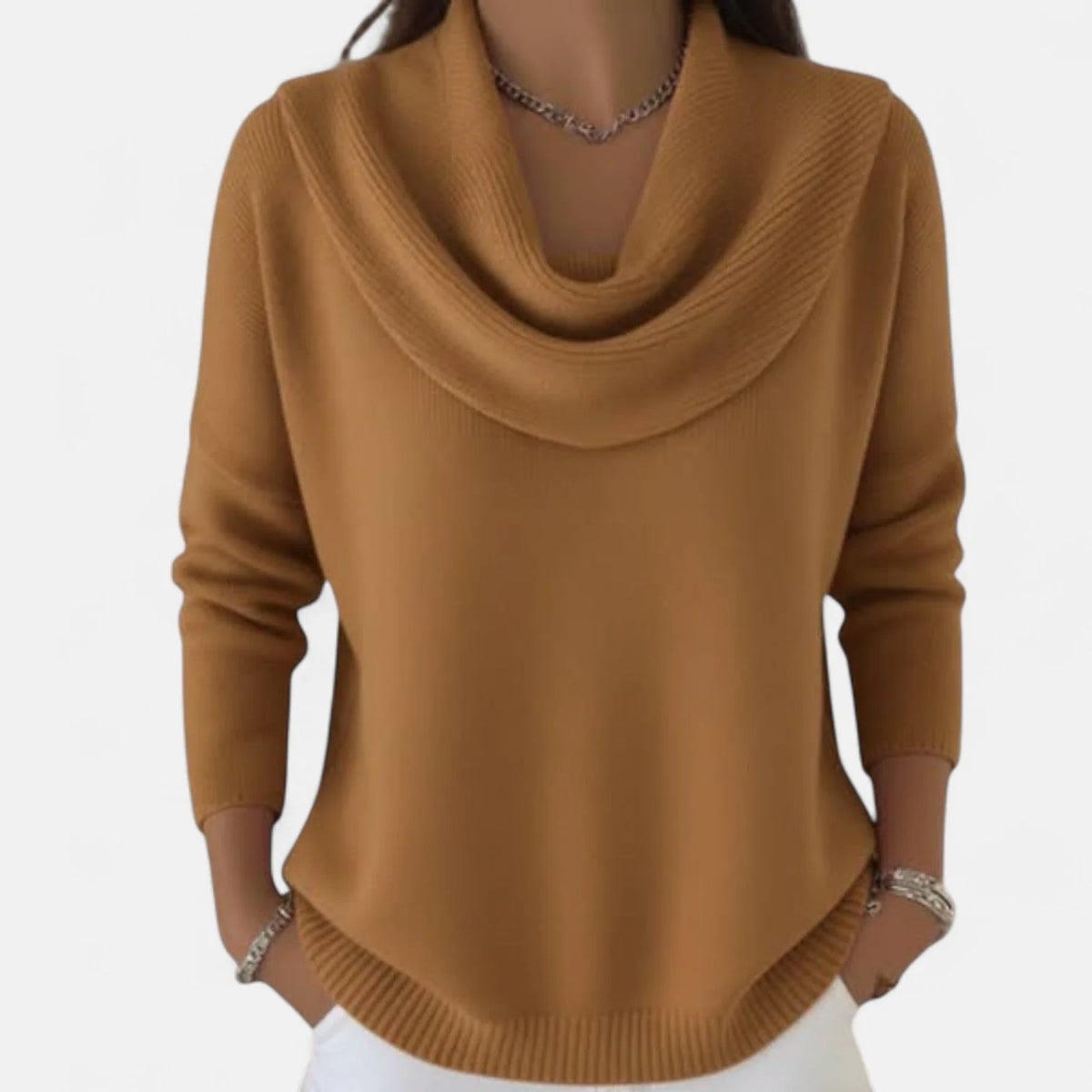 Women's brown cowl neck sweater