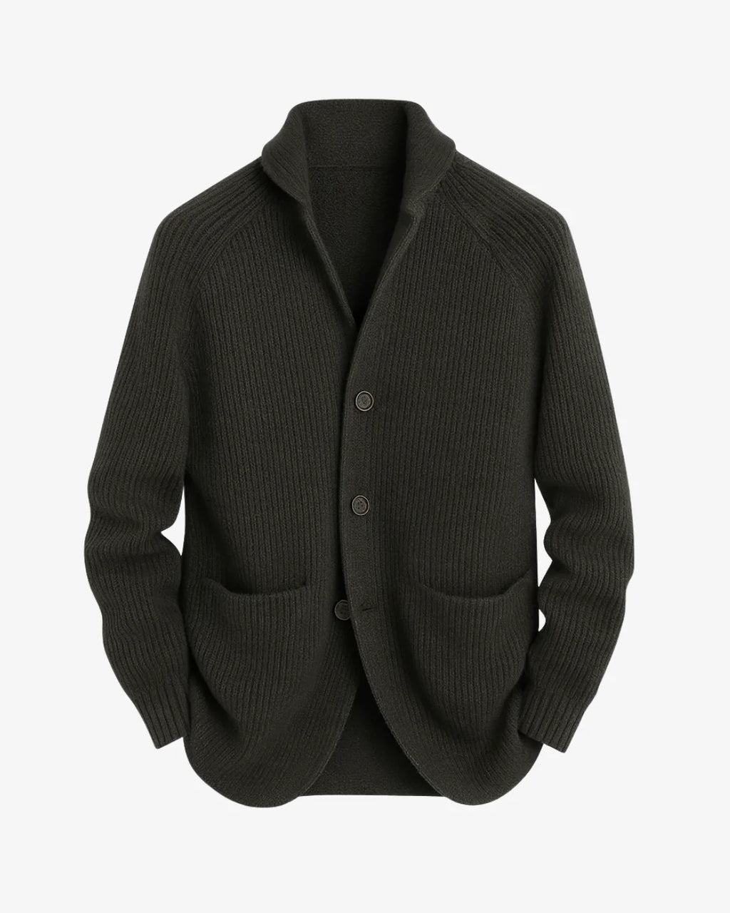 Men's gray ribbed knit sweater blazer, alternate view