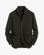 Men's gray ribbed knit sweater blazer, alternate view