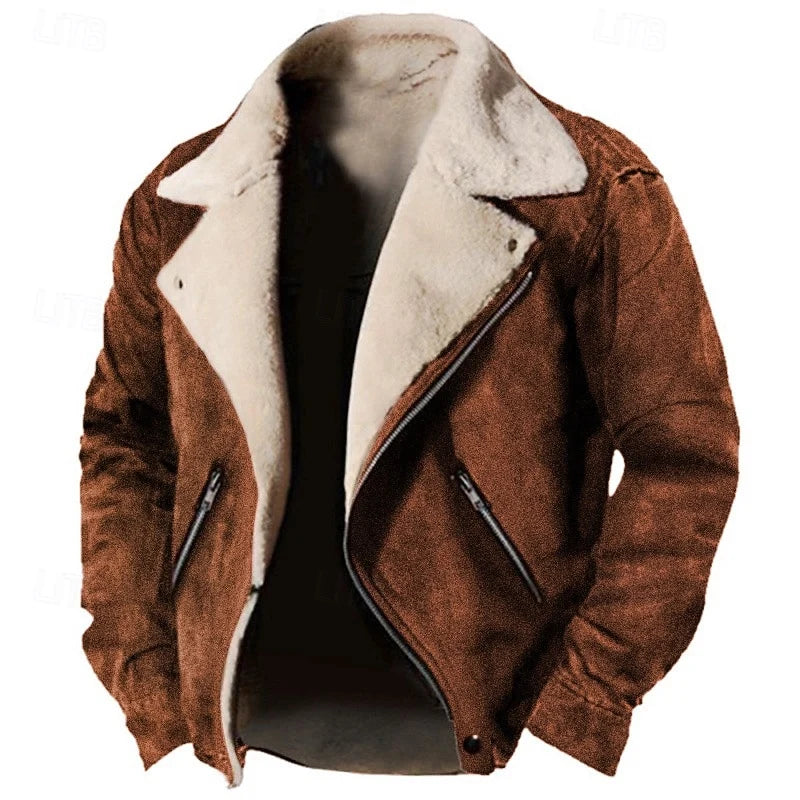 Men's brown rugged winter work jacket with flap chest pocket