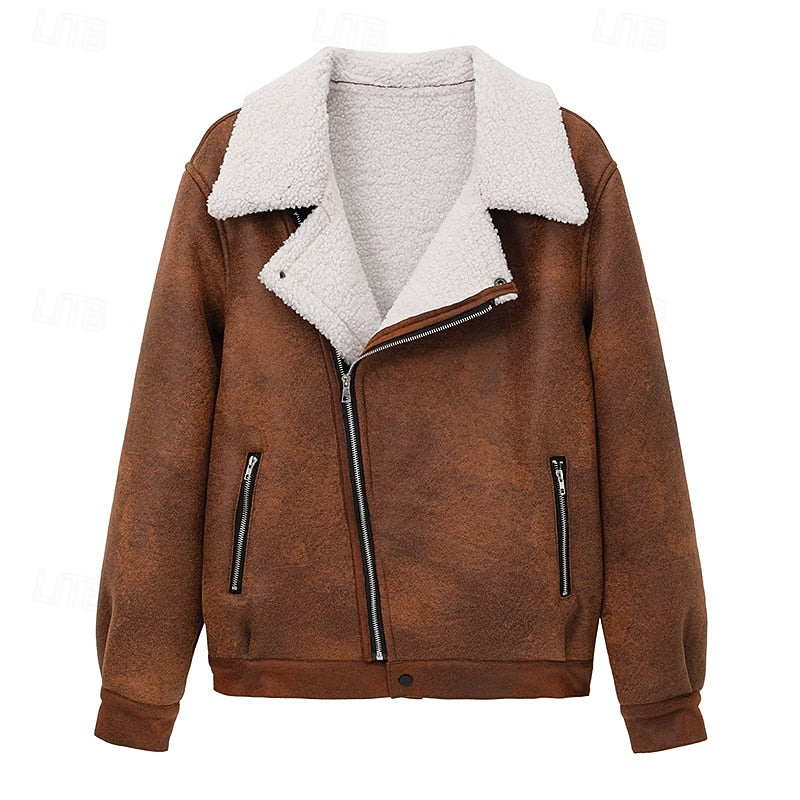 Men's brown rugged winter work jacket with flap chest pocket