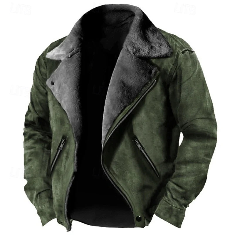 Men's green rugged winter work jacket with flap chest pocket
