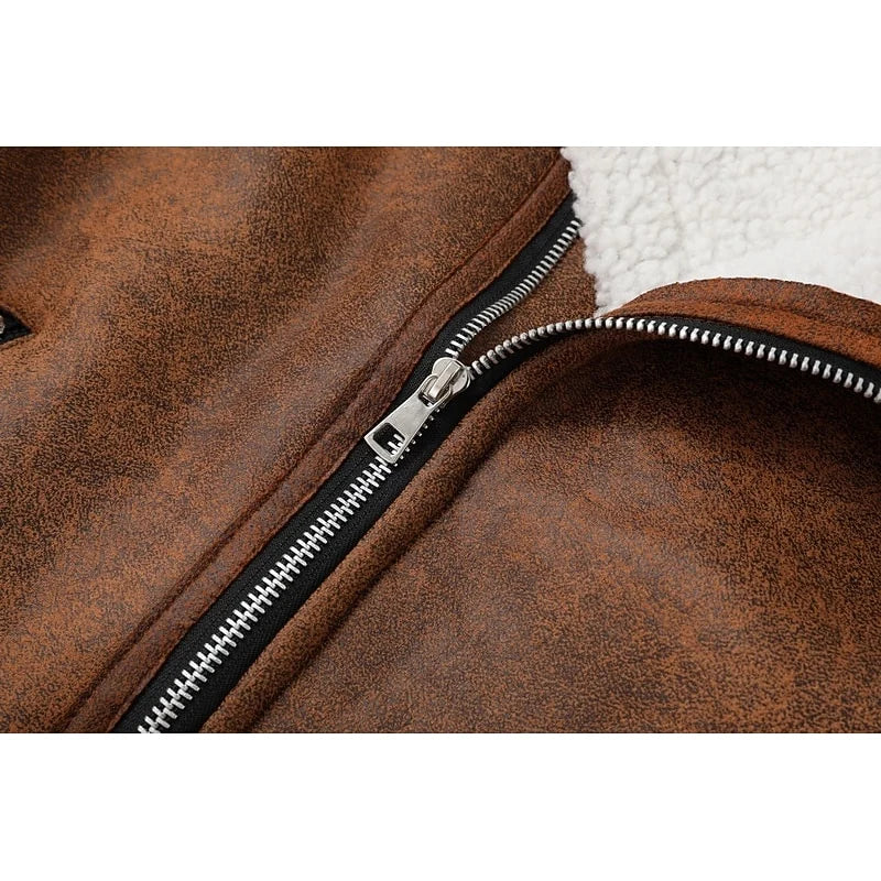 Men's brown rugged winter work jacket with flap chest pocket