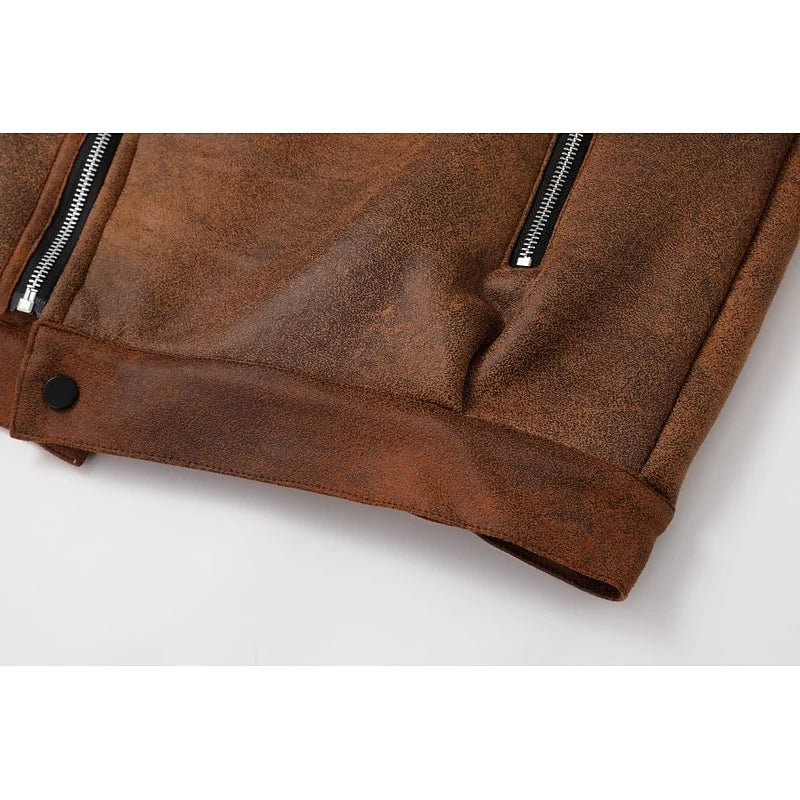 Men's brown rugged winter work jacket with flap chest pocket