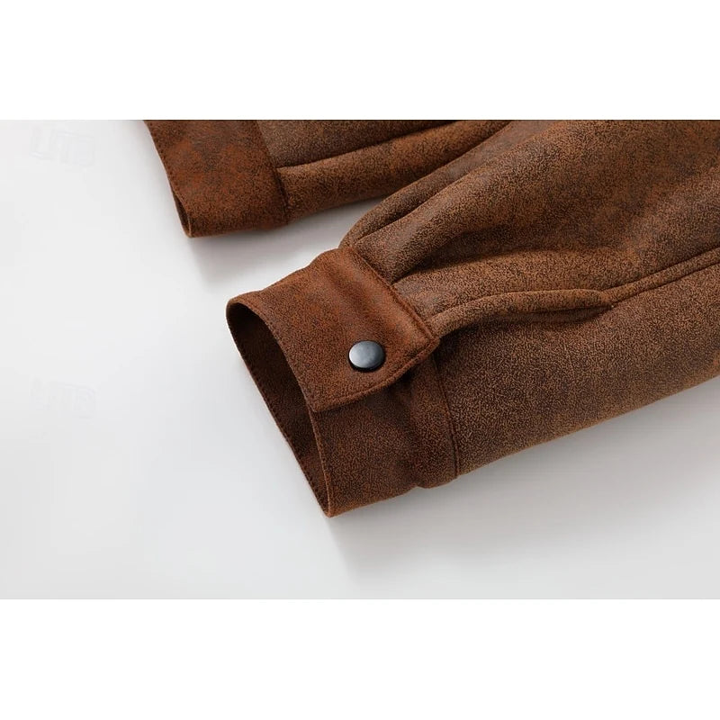 Men's brown rugged winter work jacket with flap chest pocket