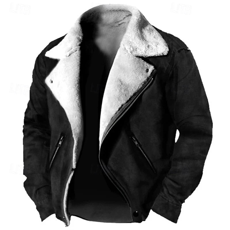 Men's black rugged winter work jacket with flap chest pocket