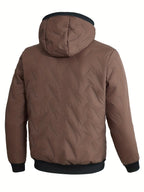 Men's yellowish-brown hooded Winter Jacket with Faux Fur Hood Lining