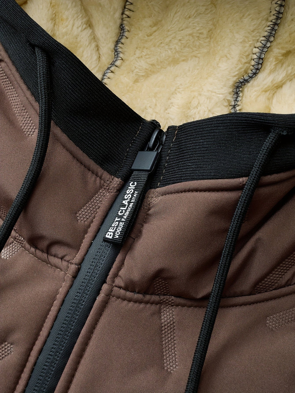 Men's yellowish-brown hooded Winter Jacket with Faux Fur Hood Lining