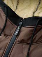 Men's yellowish-brown hooded Winter Jacket with Faux Fur Hood Lining