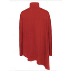 Women's green draped Turtleneck Top with Asymmetric Hem for Layering