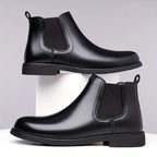 Men's black faux Leather Chelsea Boots, Everyday Slip-On Style