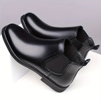Men's black faux Leather Chelsea Boots, Everyday Slip-On Style