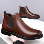 Men's brown faux Leather Chelsea Boots, Everyday Slip-On Style