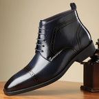 Men's red cap-Toe Oxford Boots with Brogue Detail and Laces