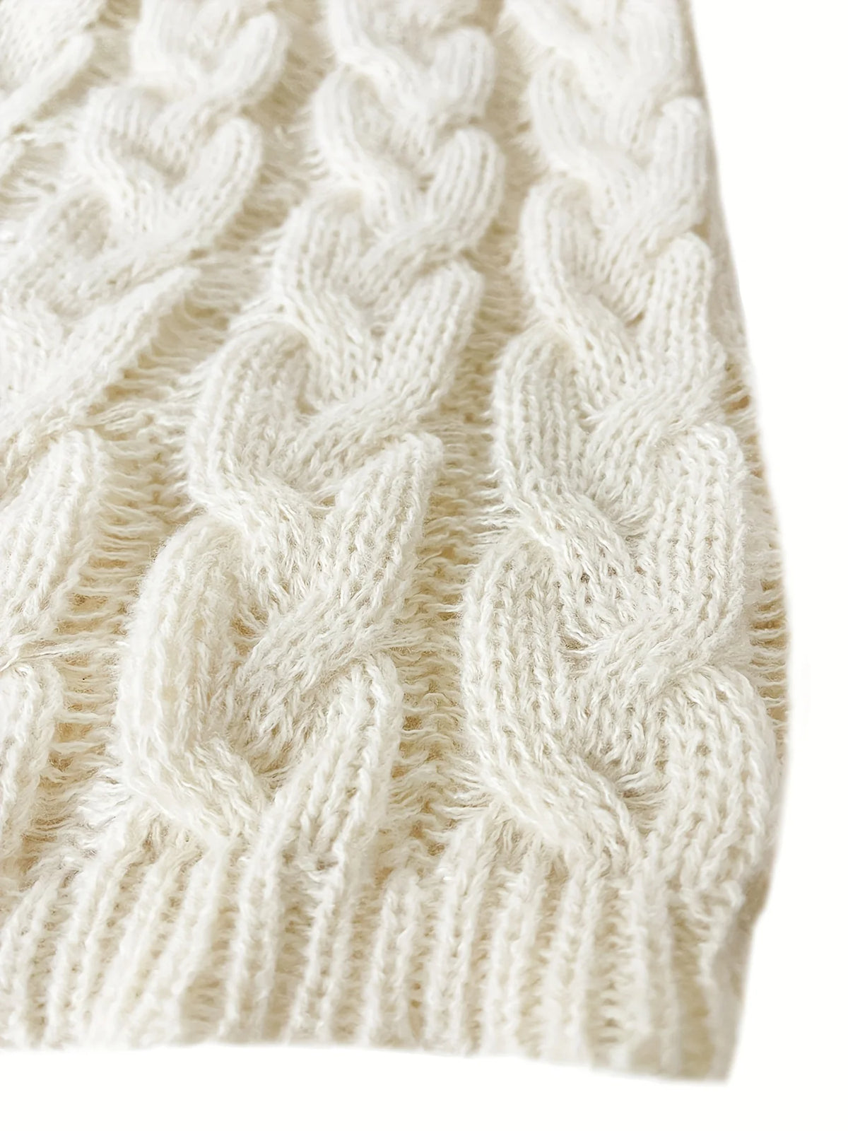 Women's black relaxed Boho Cable Knit V-Neck Sweater for Layering