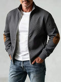 Men's dark gray knit baseball jacket