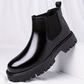 Men's black rugged Chelsea Boots with Chunky Lug Sole for Winter