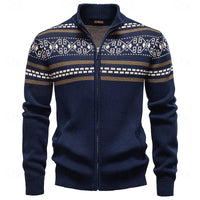 Fraser | Men's Fair Isle Zip-Up Knit Cardigan with Ribbed Cuffs