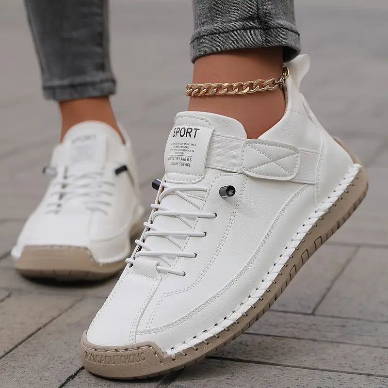 Women's brown lace-up Casual Comfort Sneakers with Strap Closure