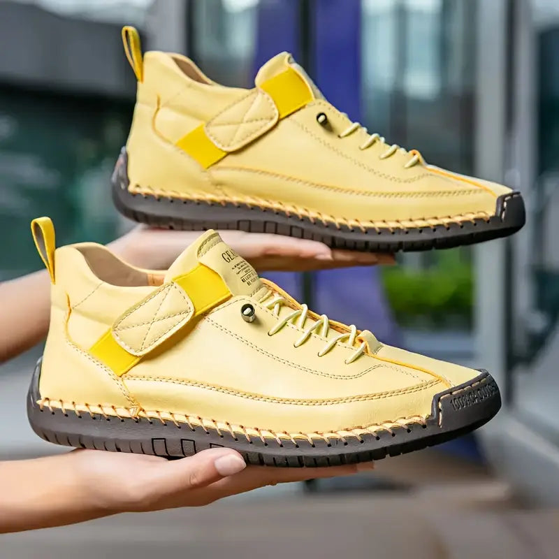 Women's brown lace-up Casual Comfort Sneakers with Strap Closure