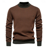 Lachlan | Men's Striped Ribbed Knit Mock Neck Sweater for Winter