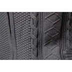 Men's dark grey textured zip-up cardigan with ribbed cuffs and hem