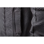 Men's dark grey textured zip-up cardigan with ribbed cuffs and hem