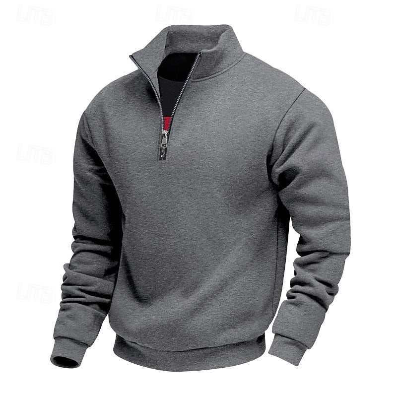 Men's dark gray refined Heather Quarter-Zip Sweatshirt