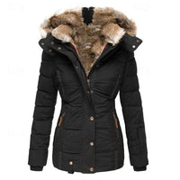 Gloria | Women's Fitted Hooded Winter Jacket with Faux Fur Trim