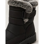 Women's blue fur-Trimmed Snow Boots with Buckle Strap for Winter