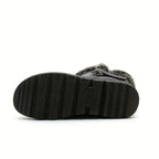Women's blue fur-Trimmed Snow Boots with Buckle Strap for Winter