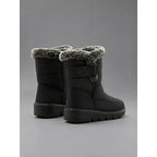 Women's blue fur-Trimmed Snow Boots with Buckle Strap for Winter