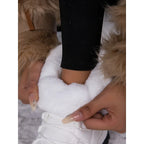 Women's white cozy insulated lace-up winter boots with pull-tab heel