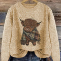 Women's apricot cozy chunky-knit crewneck sweater for winter