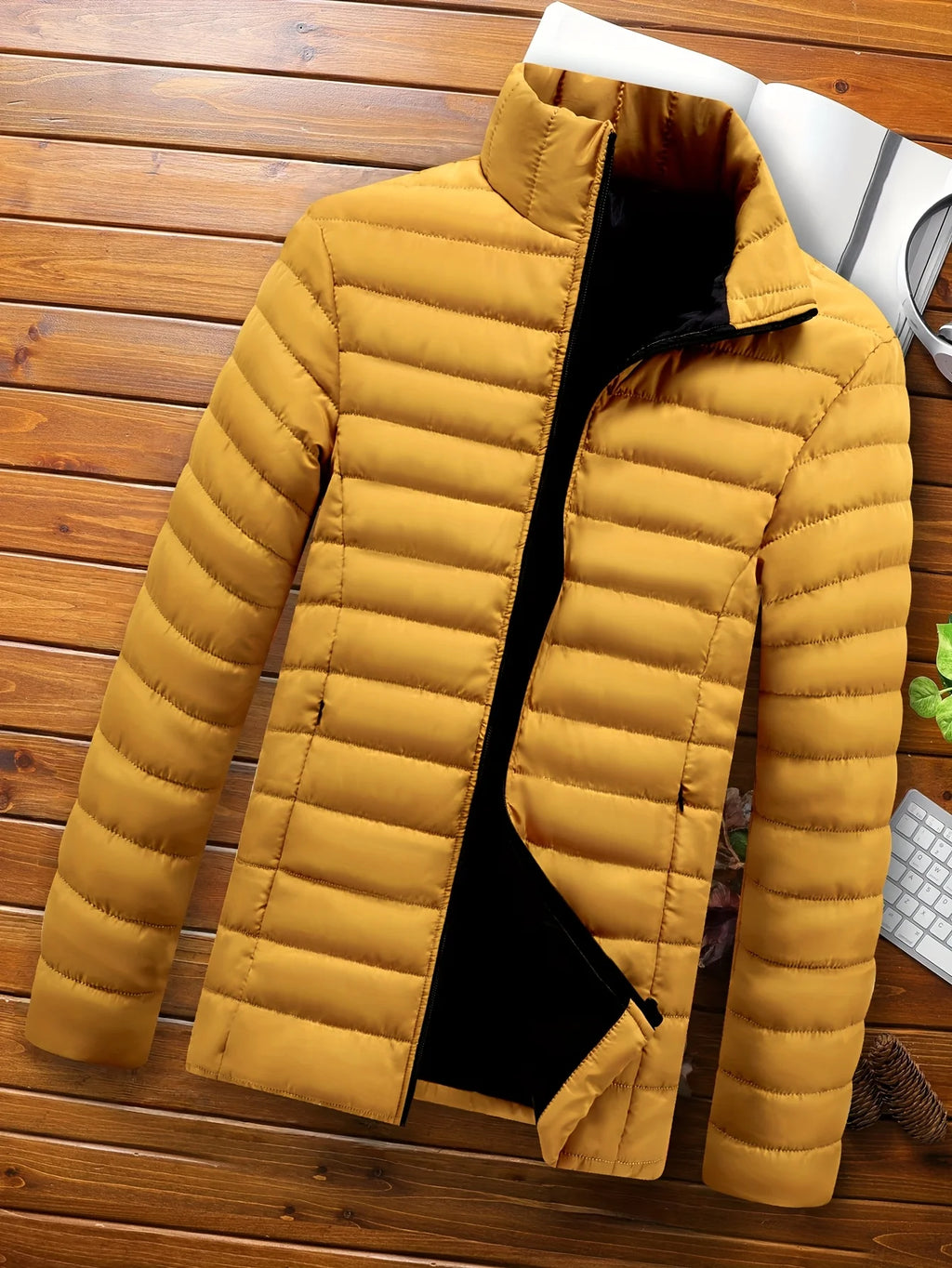 Men's black slim-Fit Lightweight Quilted Puffer Jacket for Winter