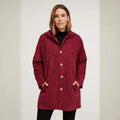Women's red corduroy hooded jacket