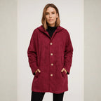 Women's red corduroy hooded jacket