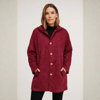 Indie | Women's Corduroy Hooded Jacket with Warm Hood for Everyday Wear
